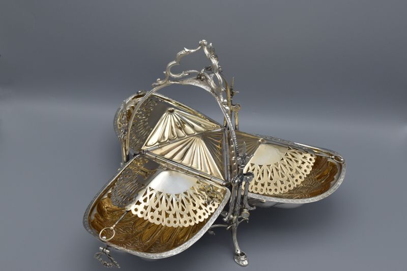 シルバープレート ヴィクトリアン 激レア 3面 ビスケット ウォーマー