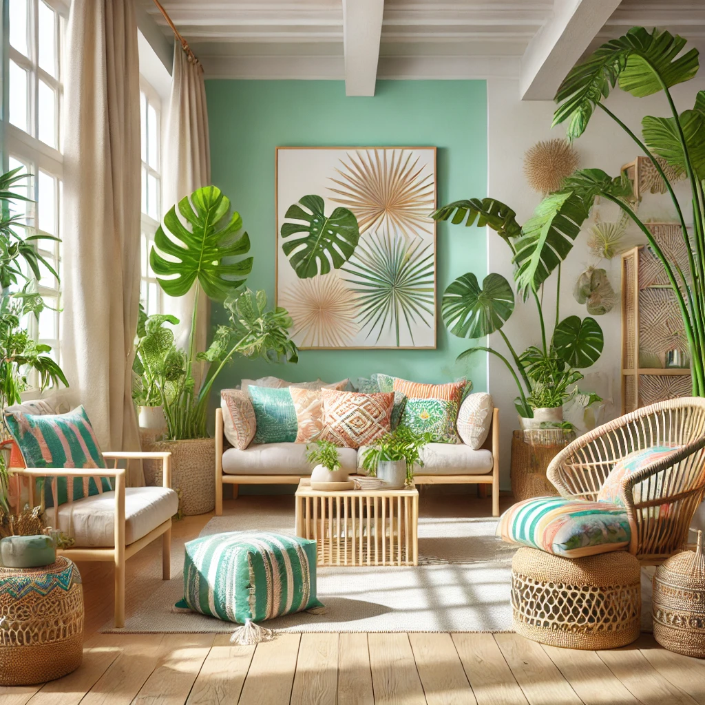 トロピカルインテリアで作る南国リゾート風の癒し空間！植物と自然素材