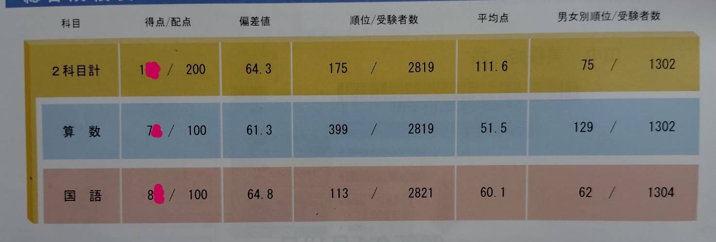 サピックス新小3 1月組分けテスト 結果 | 2029中受を目指す元