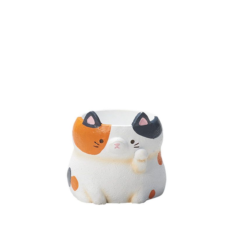 即日☆GREENHOUSE/リトルレジンポット まねきいえねこ ミケ/5473 - 花