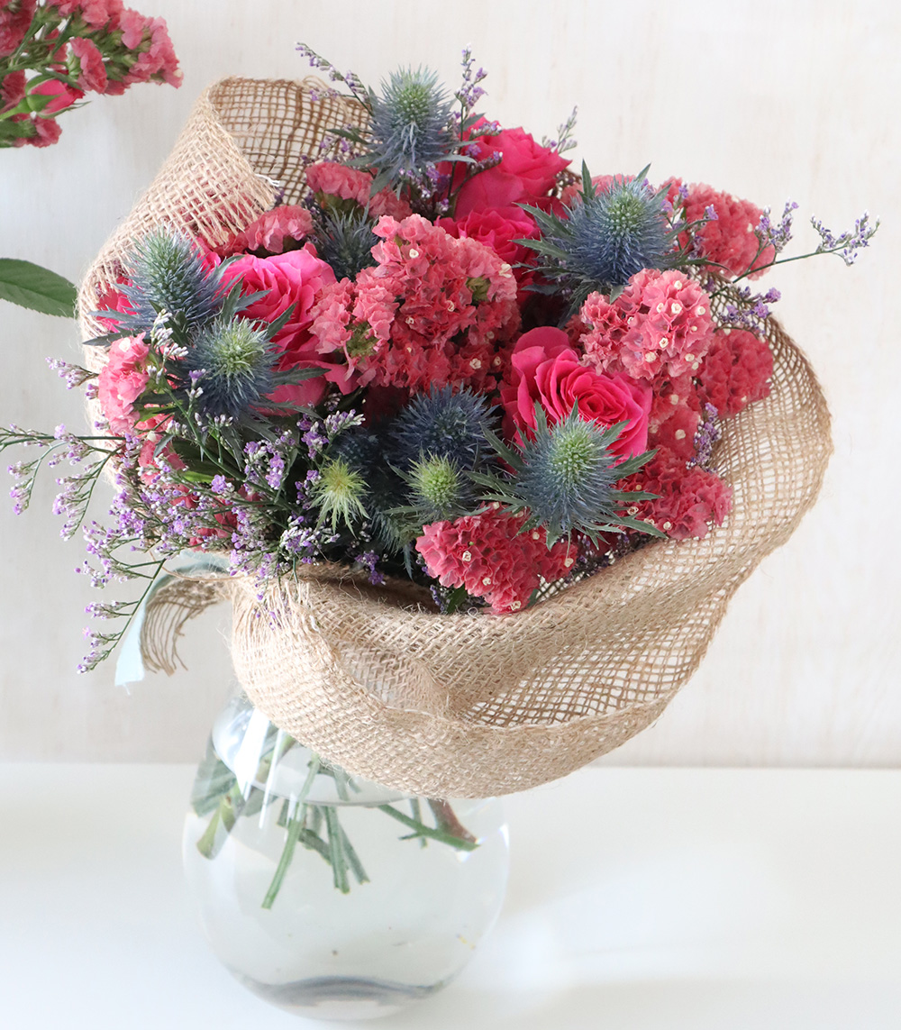 生花】バラとスターチスの2wayスワッグ/ブーケ(選んで作れる2デザイン