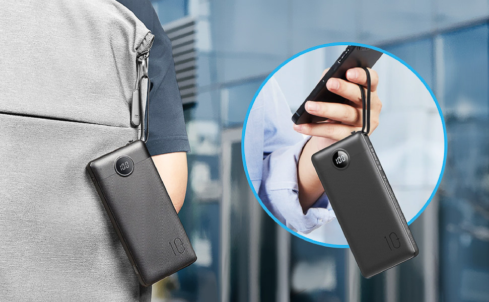 端子違いのケーブル4本内蔵20000mAhモバイルバッテリーってなんかスゴ