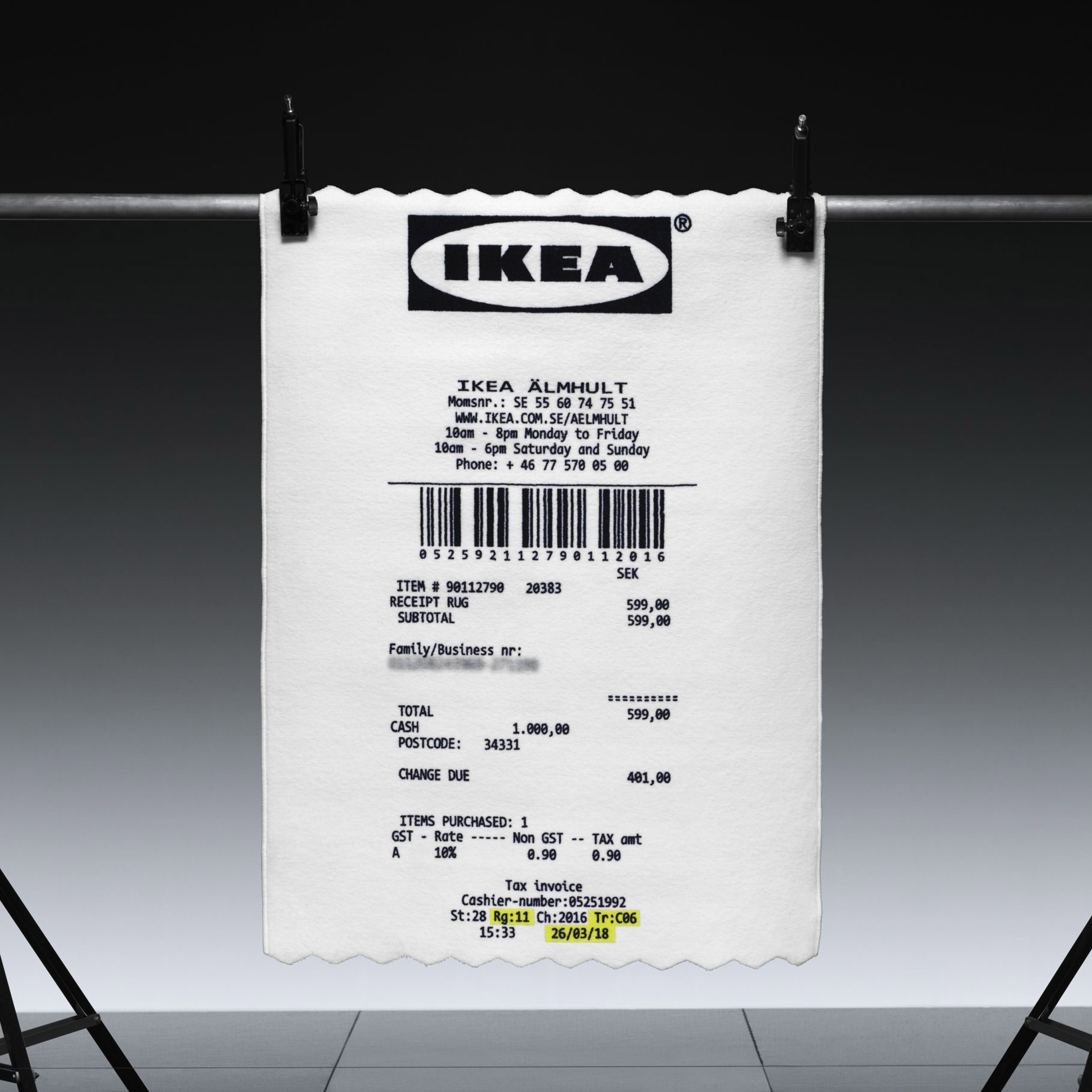 Virgil Abloh adds giant receipt rug to upcoming IKEA collection
