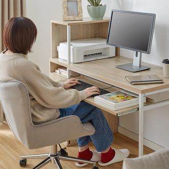 パソコンデスク(幅120cm) 収納ラック付き テレワークデスク 書斎に