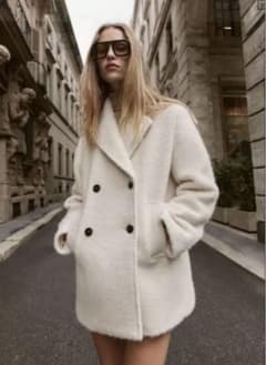 ZARA ブークレダブルブレストミディ丈コート M - メルカリ