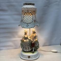 L1/ 陶器製 スタンドライト 西洋人形ダンス 貴族 約50cm アンティーク