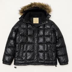 ユニクロ プレミアムダウン 黒 ファー付き 光沢 00s Y2K 平成 お兄系