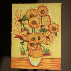 手書き油絵 ゴッホ ひまわり インテリア 絵画 油彩画 - メルカリ