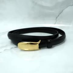 美品 GUCCI グッチ レザー ベルト ゴールド金具 ブラック イタリア製