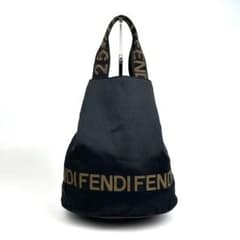 美品】フェンディ ロゴライン ハンドバッグ FF ナイロンキャンバス