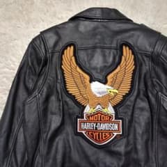 希少！ハーレーダビッドソン レザーライダースジャケット M ロゴ刺繍