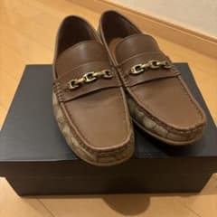 COACH ブラウンレザー ローファー ホースビット シグネチャー