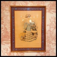 貴重1900年作品絵画『100年前のフランス貴婦人』手彩色アンティーク