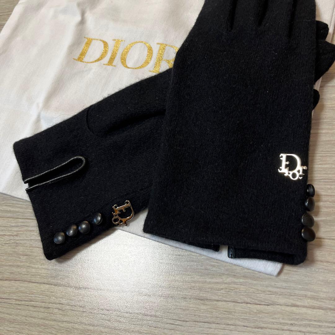 美品！DIOR カシミア ブラックグローブ M109156290 - 小物最高 の