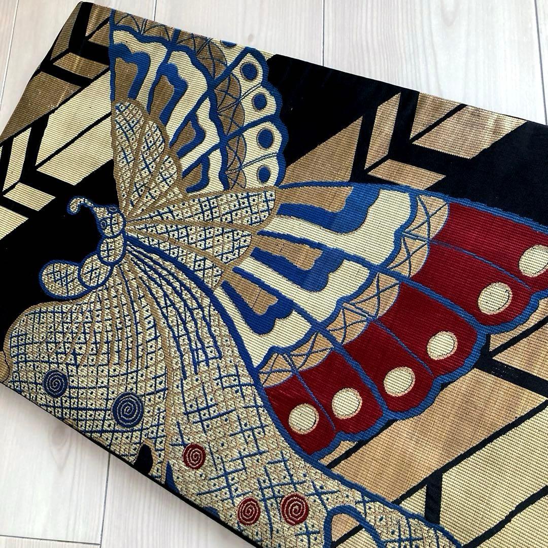 アンティーク京袋帯　蝶々の織り出し　大正ロマン　上質　正絹　No.2-26