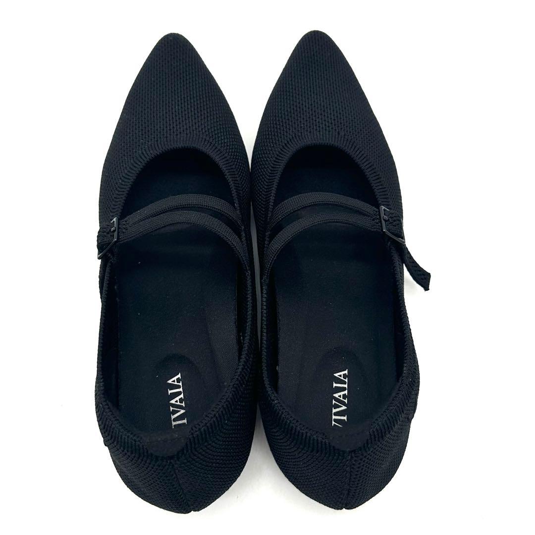 美品〉VIVAIA【23cm】ポイントトゥ Vストラップ メリージェーン 黒