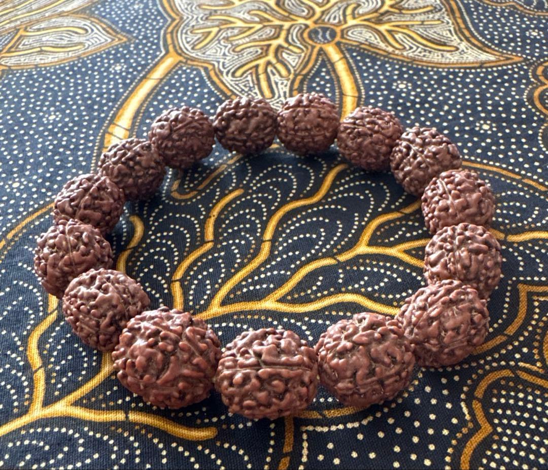 mama様確認用　ルドラクシャブレスレット　オールスアール レア・希少！ネパール産・超特大5面（ムキ）×チクナルドラクシャ！心の