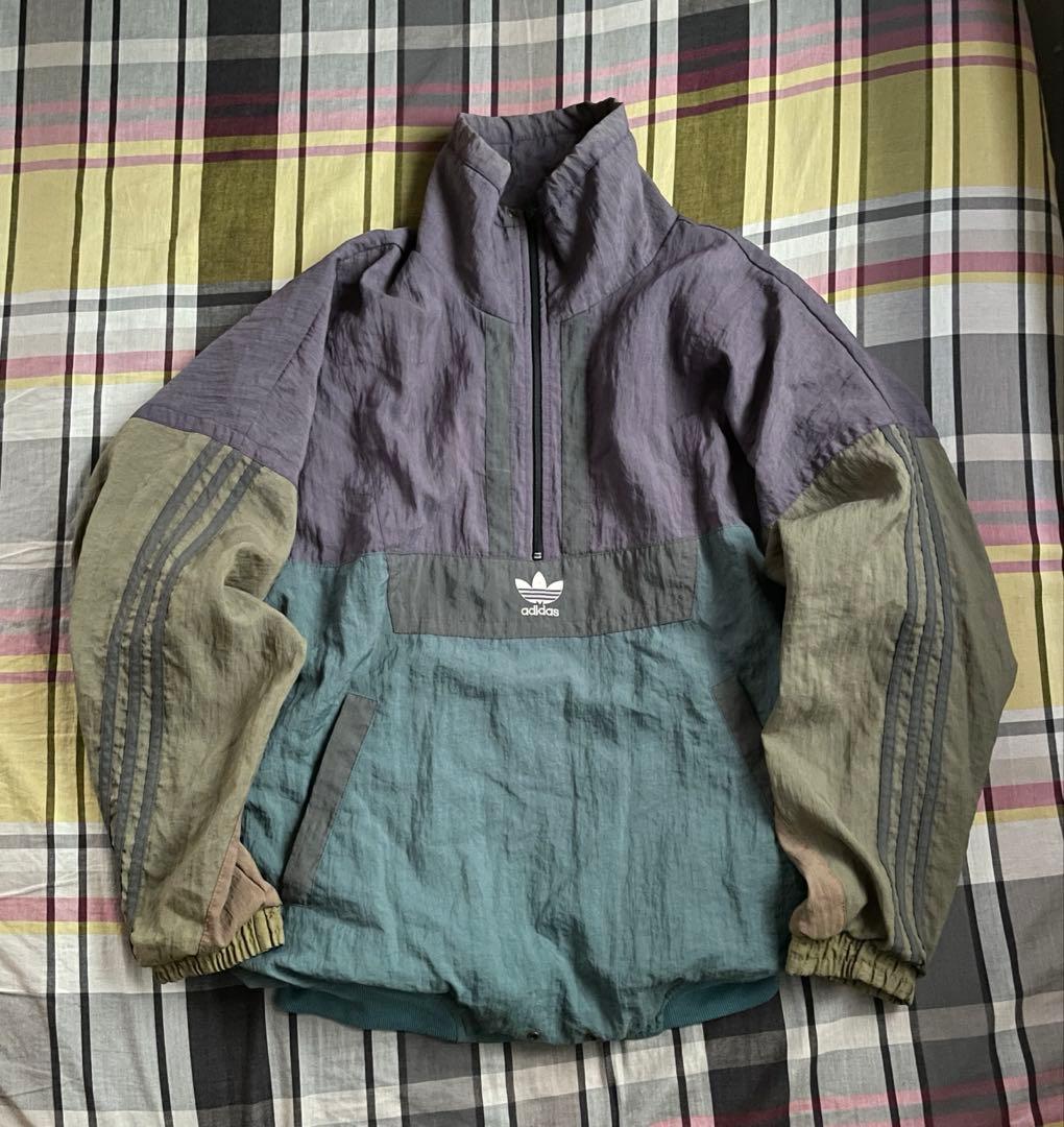90s adidas ナイロンジャケット ハーフジップ アノラックパーカー