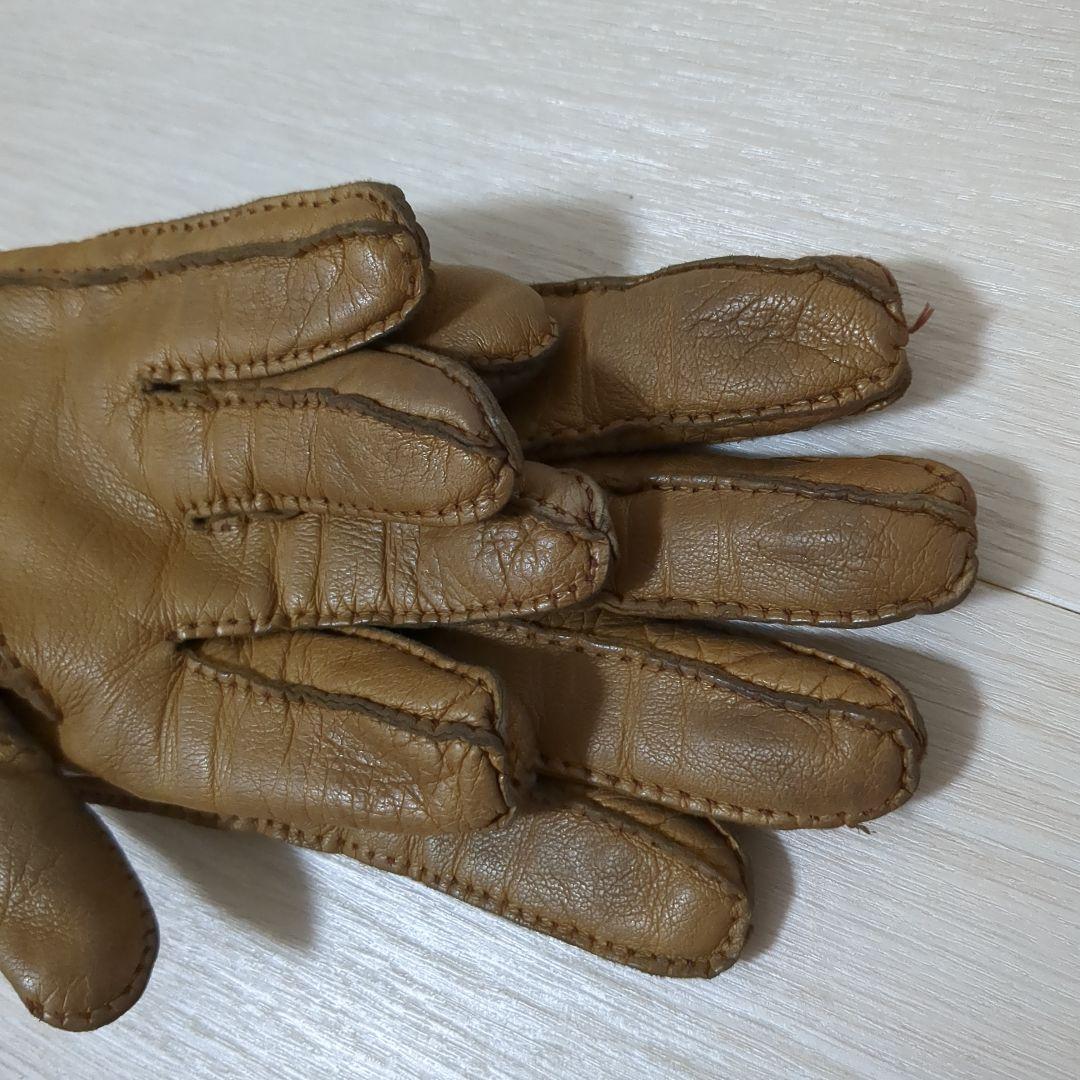 GUCCI グッチ 本革 ホースビット レザーグローブ ブラウン 7 1/2