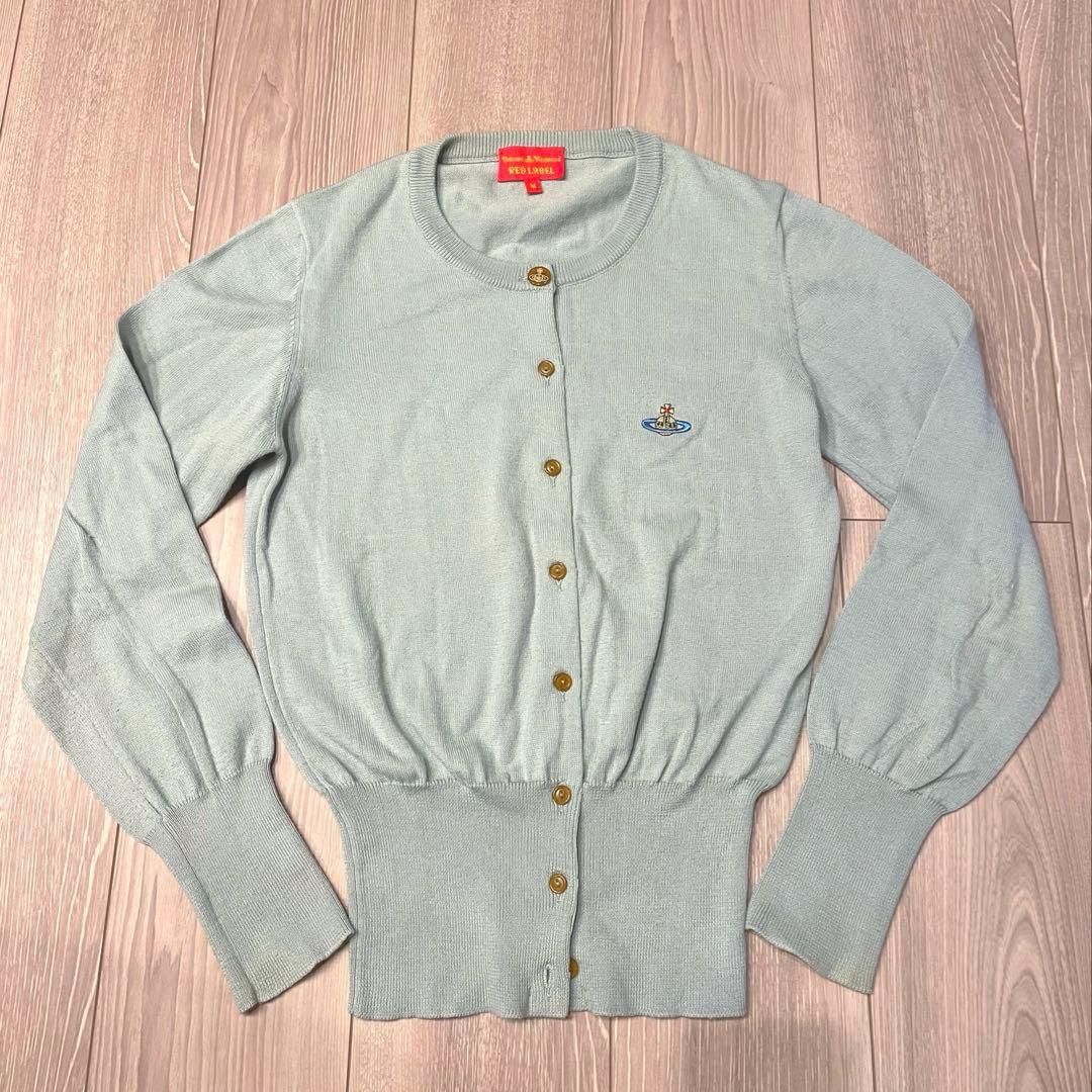 ヴィヴィアンウエストウッド レッドレーベル オーブ刺繍カーディガン ミント M ヴィヴィアンウエストウッド レッドレーベル オーブ刺繍カーディガン