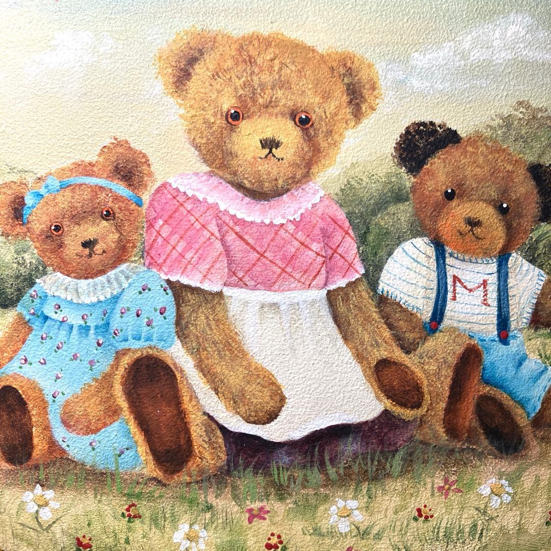 トールペイント作品☆30cmオーバルプレート☆テディベア