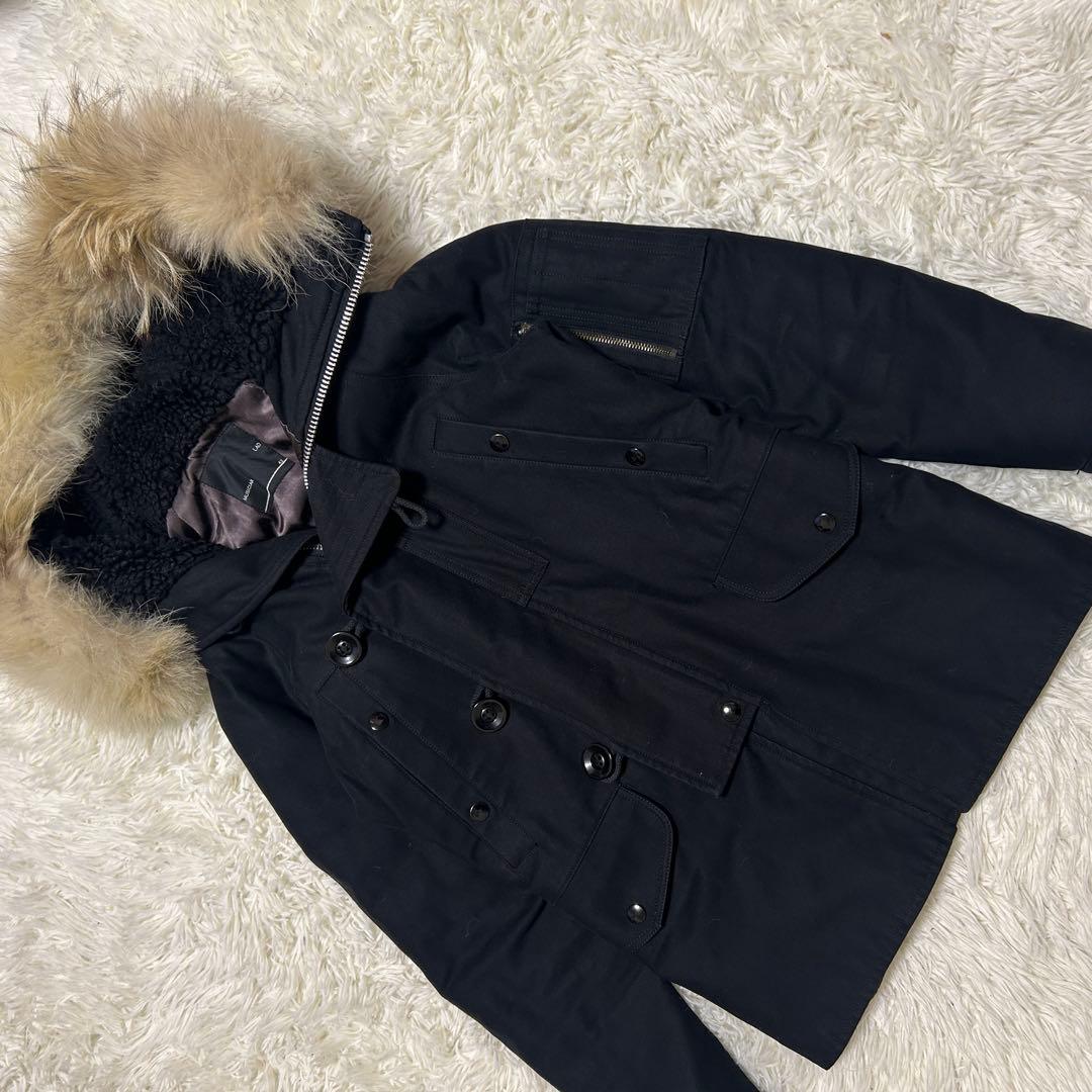 ラッドミュージシャン モッズコート N3-B ファー ブラック サイズ42