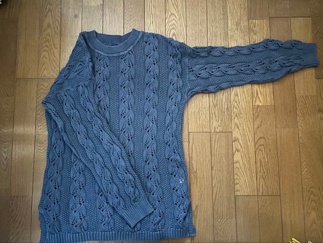 ARMANI ケーブルニットセーター 42/44 ダークブルー ARMANI EXCHANGE セーター ニット 「A|X アルマーニ エクスチェンジ