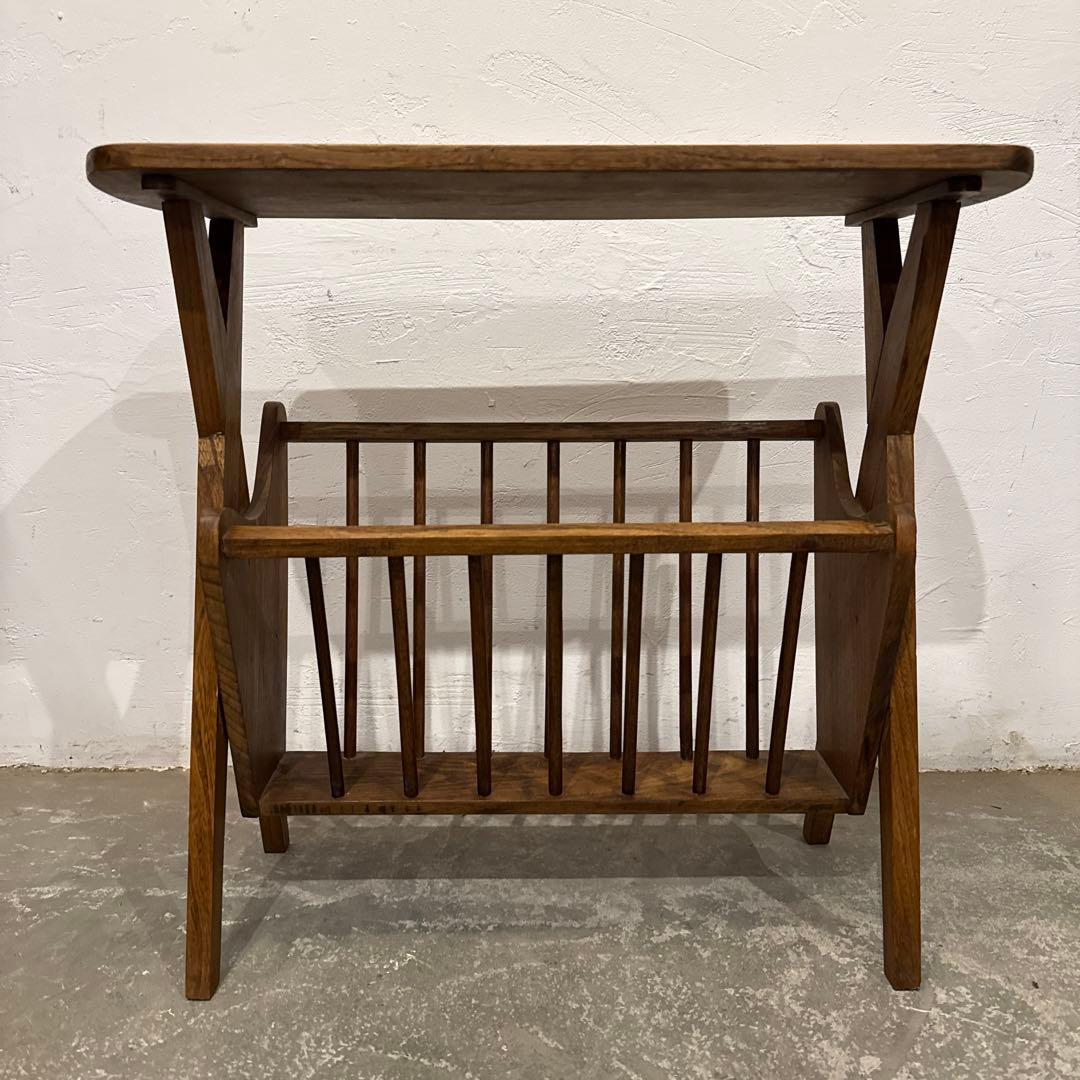 みずほ様専用ヴィンテージ 木製サイドテーブル マガジンラック付き