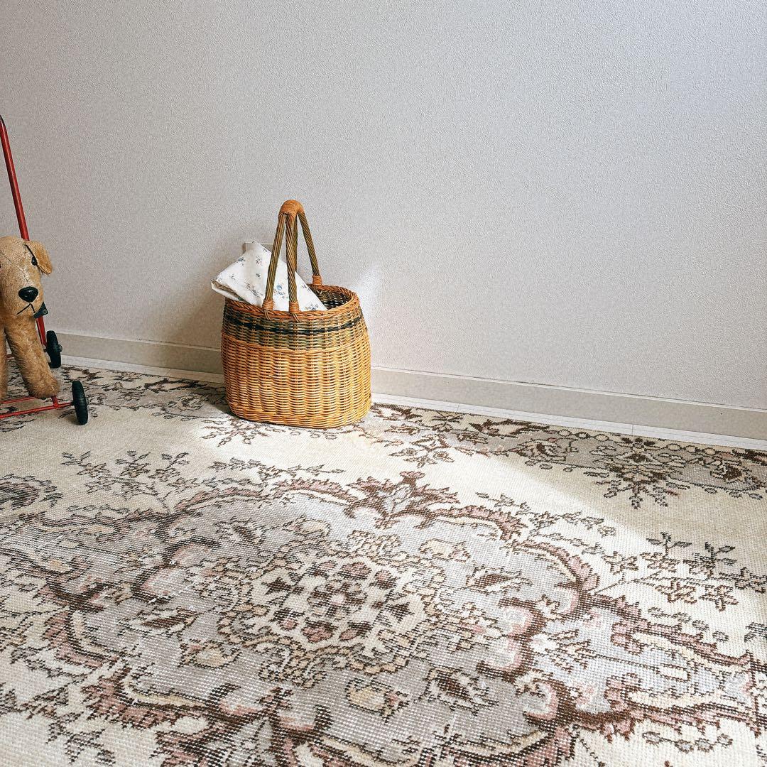 トルコ ヴィンテージラグ グレー メダリオン