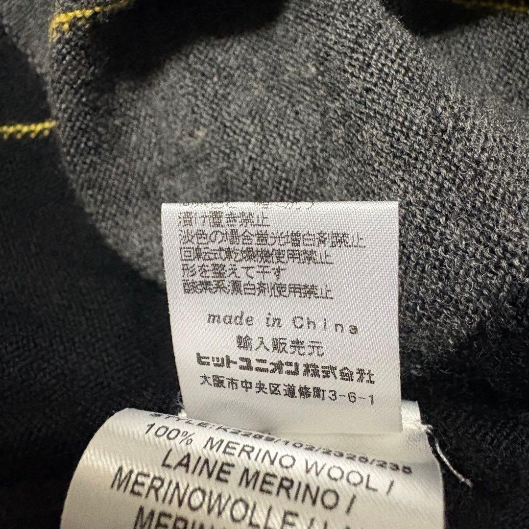 未着用 フレッドペリー メリノウール ニット アーガイル 黒色 月桂樹