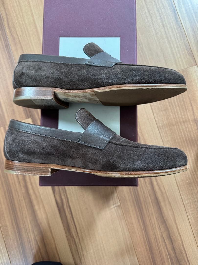 ジョンロブ ブラウン スエード レザー ローファー コインローファー