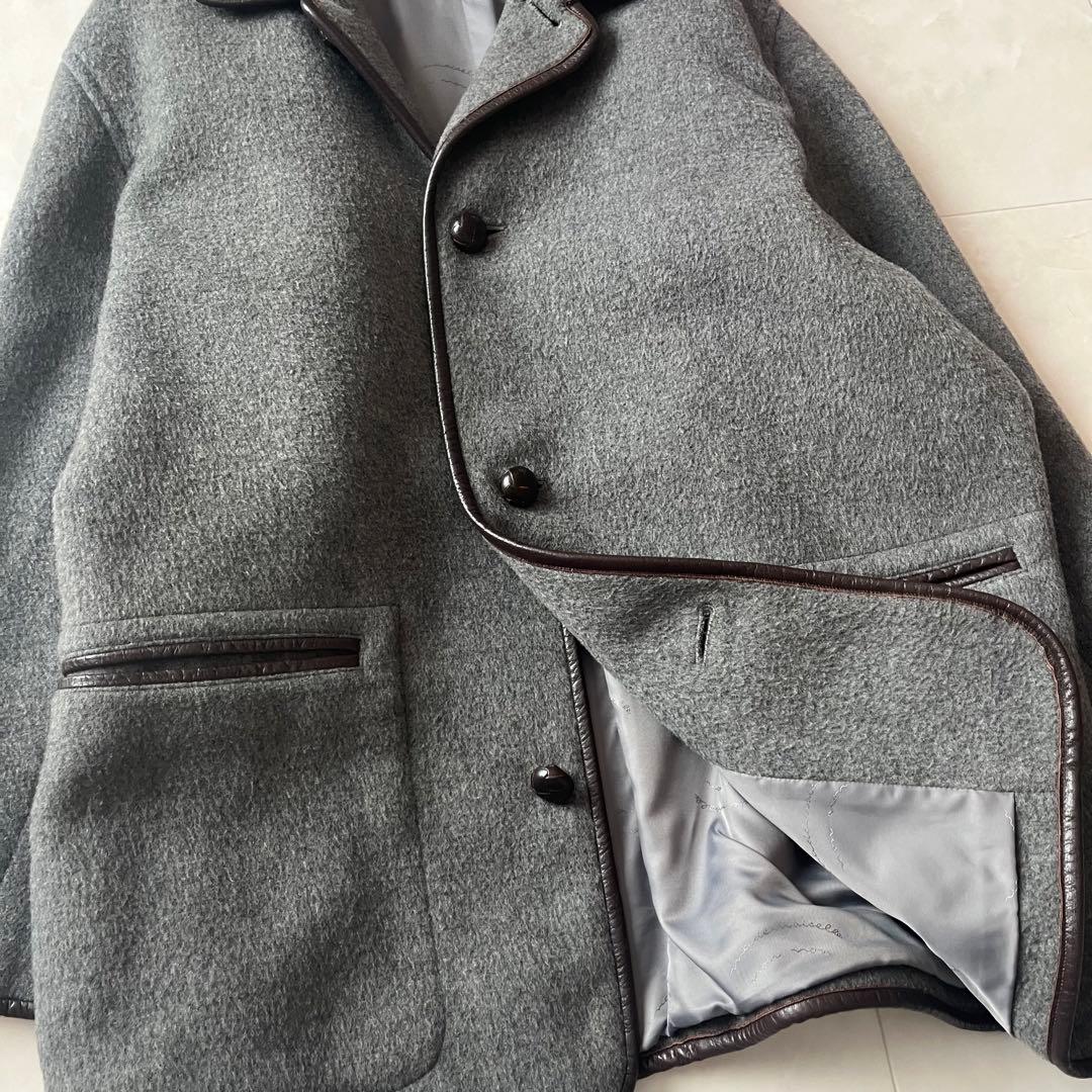 マドモアゼルノンノン ウールコートジャケット くるみボタン グレー