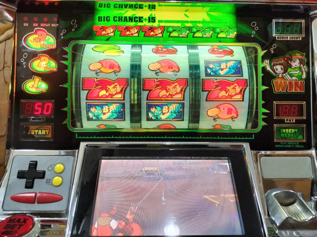 パチスロ実機】メーシー☆バクチョウ 爆釣【コイン不要機付】4号機