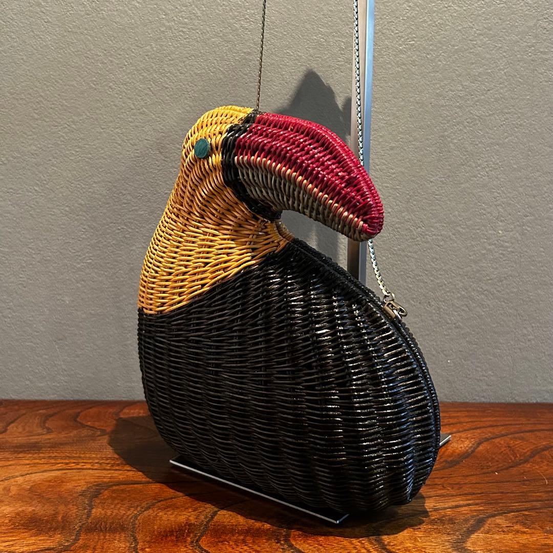 匿名配送】SERPUI 鳥型 かごバッグ オウム チェーンストラップ 夏