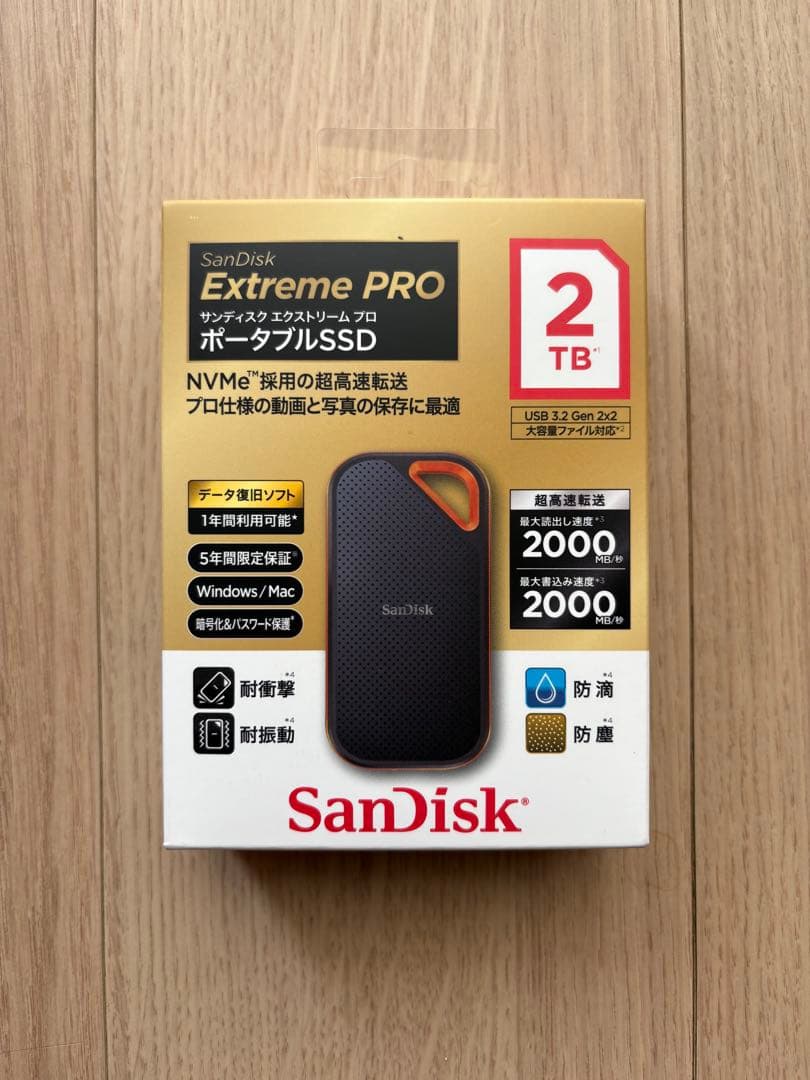 新品未開封 サンディスク エクストリーム プロ ポータブルSSD - 2TB サンディスク エクストリームプロ 2TB SDSSDE81-2T00-J25 ポータブル