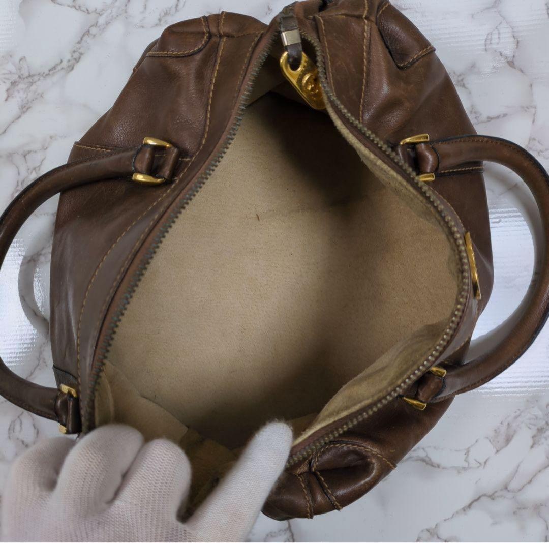 オールドグッチ リアルレザー ミニボストンバッグ インターロッキング