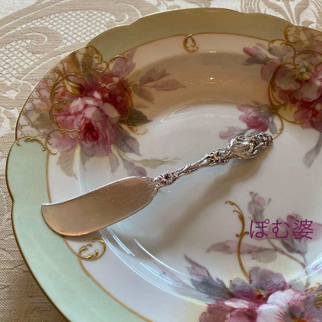 米国／純銀】①ソルトスプーン3本②バターナイフ③茶漉し④フォーク＆