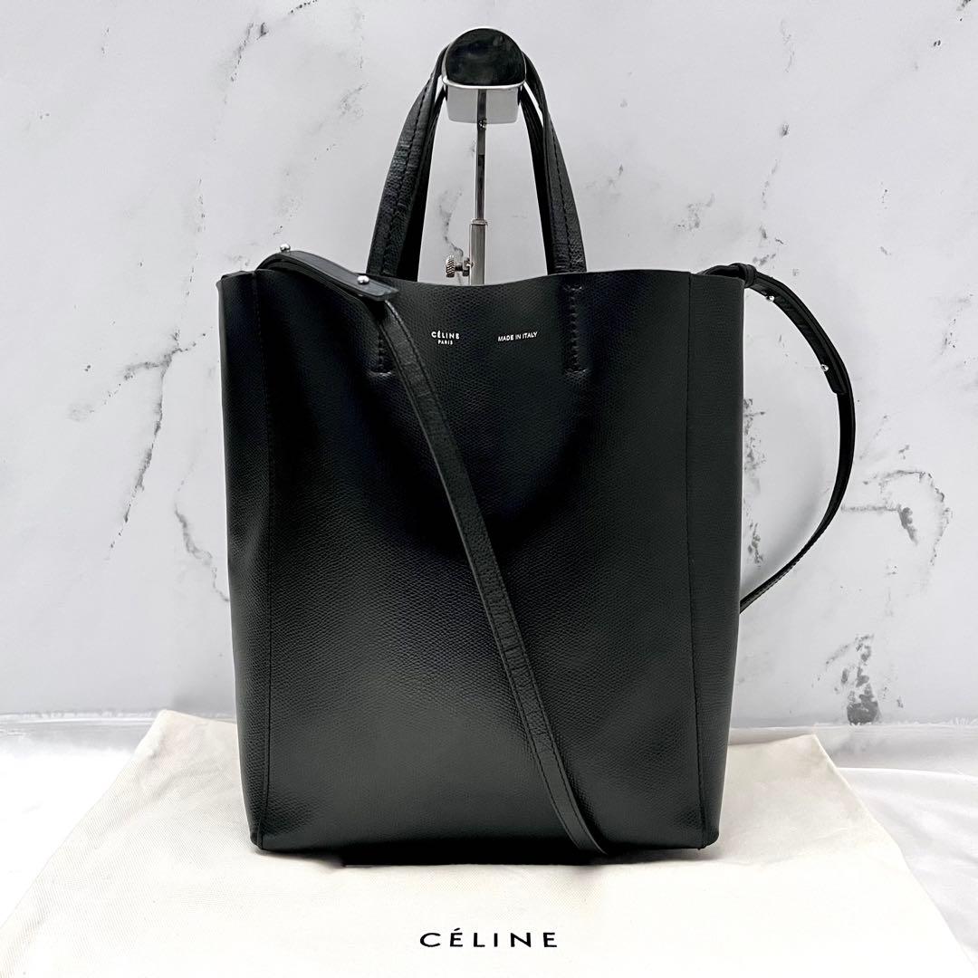 ◇袋付き極美品◇セリーヌ　バーティカルカバスモール　旧ロゴ　ブラック　レザー 極美品 Celine セリーヌ スモールバーティカルカバ ショルダーバッグ