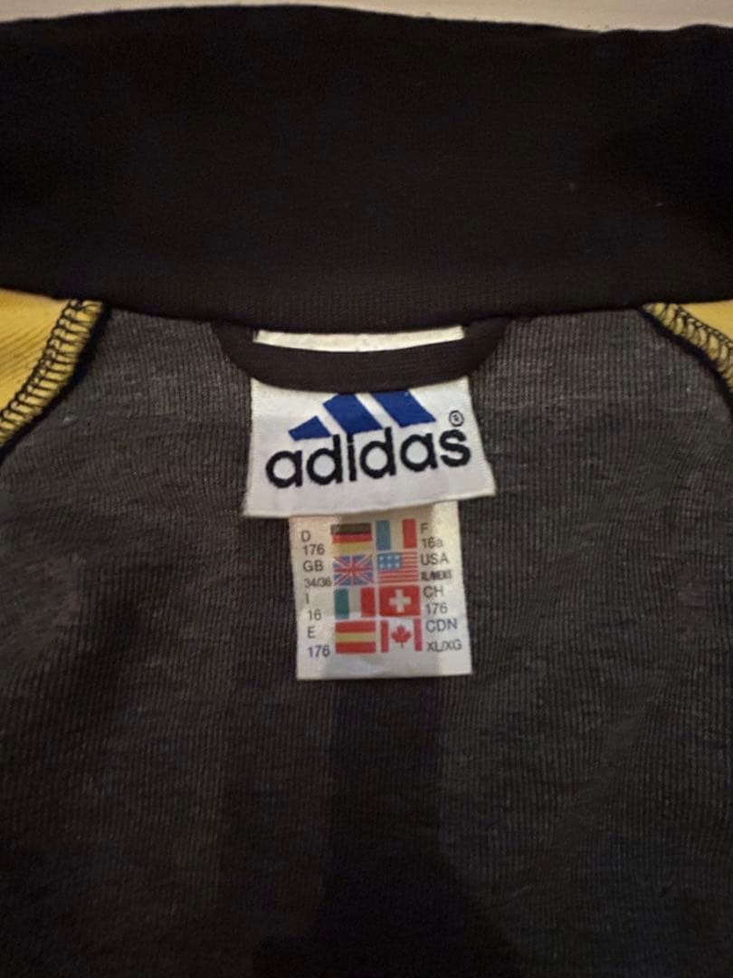 激レア90sadidas好配色ナイロンフルジップ胸ロゴ刺繍トレフォイル万