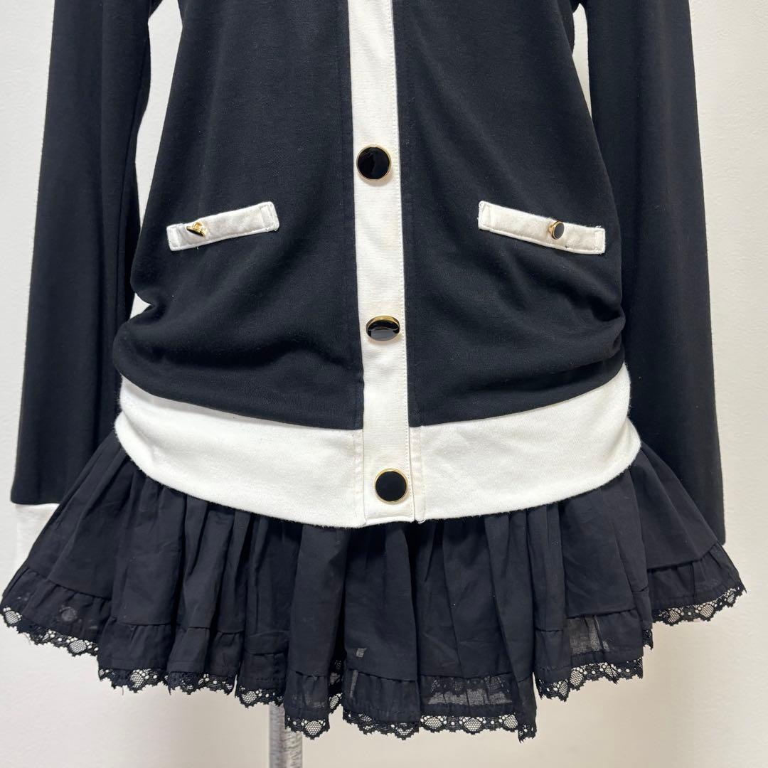 y2k バイカラー 重ね着風 レイヤードカーディガン ダークコア グランジ