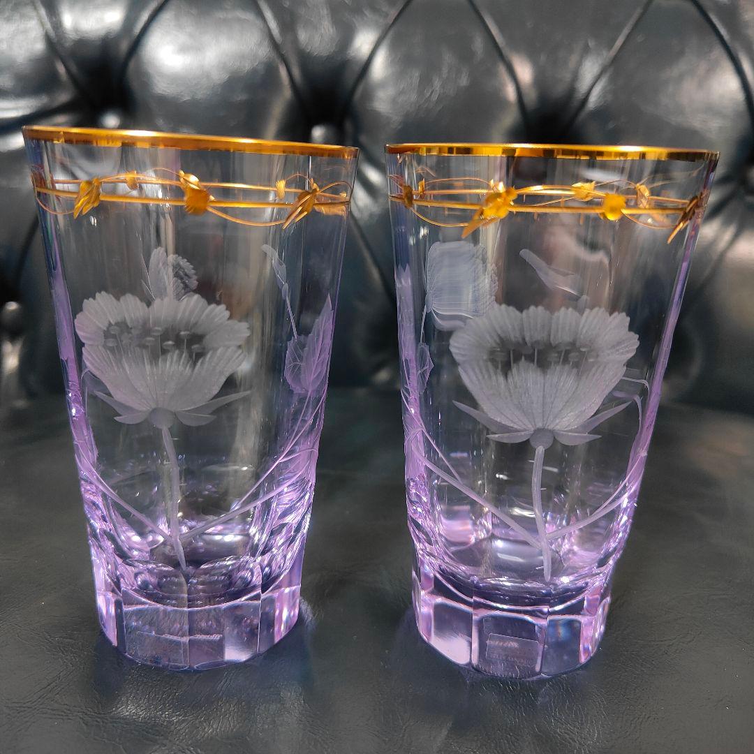 希少色】MOSER モーゼル パウラ グラス ペア 花模様 金彩 - メルカリ