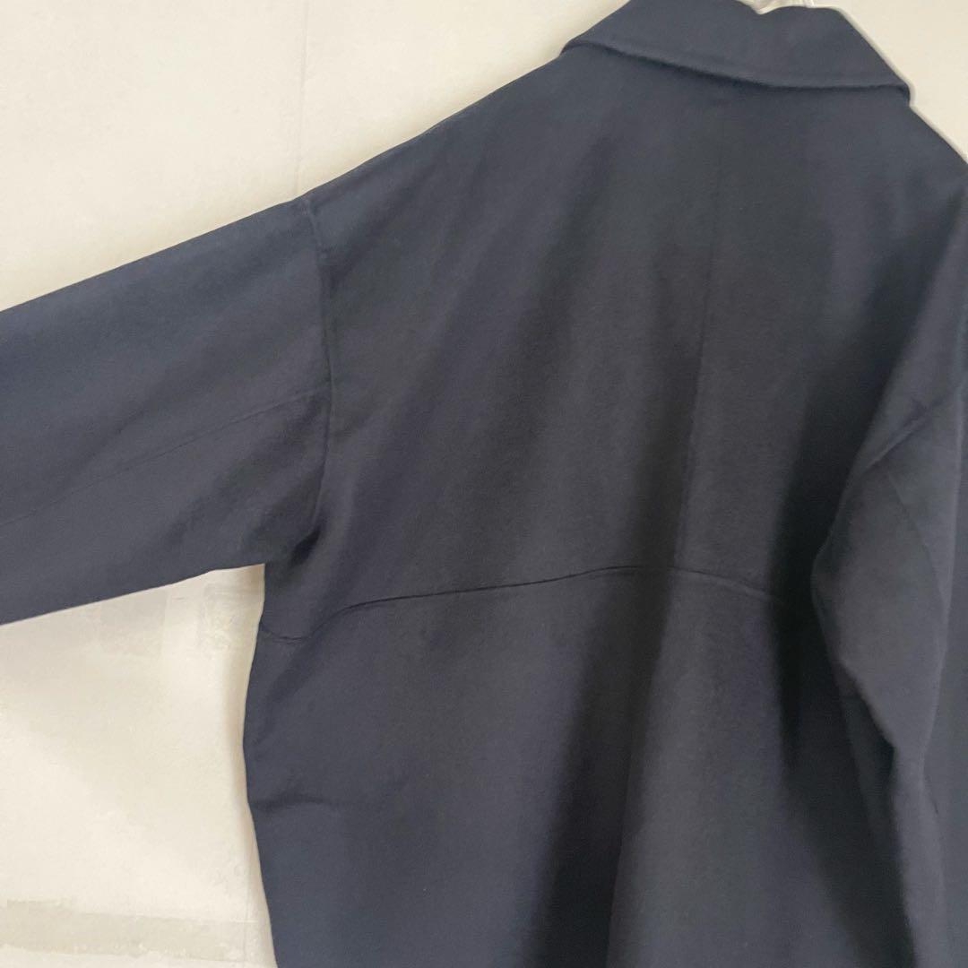 美品】かぐれ kagure ウールステンカラーショートコート ネイビー