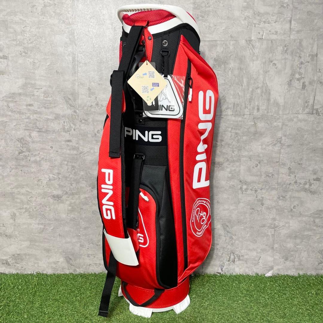 新品】PING ピン キャディバッグ ゴルフバッグ レッド 赤 軽量モデル