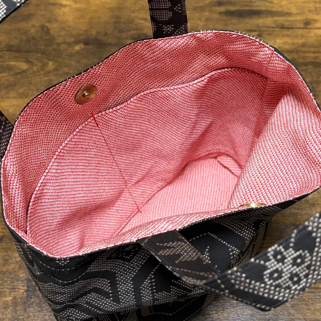 D-829再販 ハンドメイド 大島紬 着物リメイク 和柄 トートバッグ