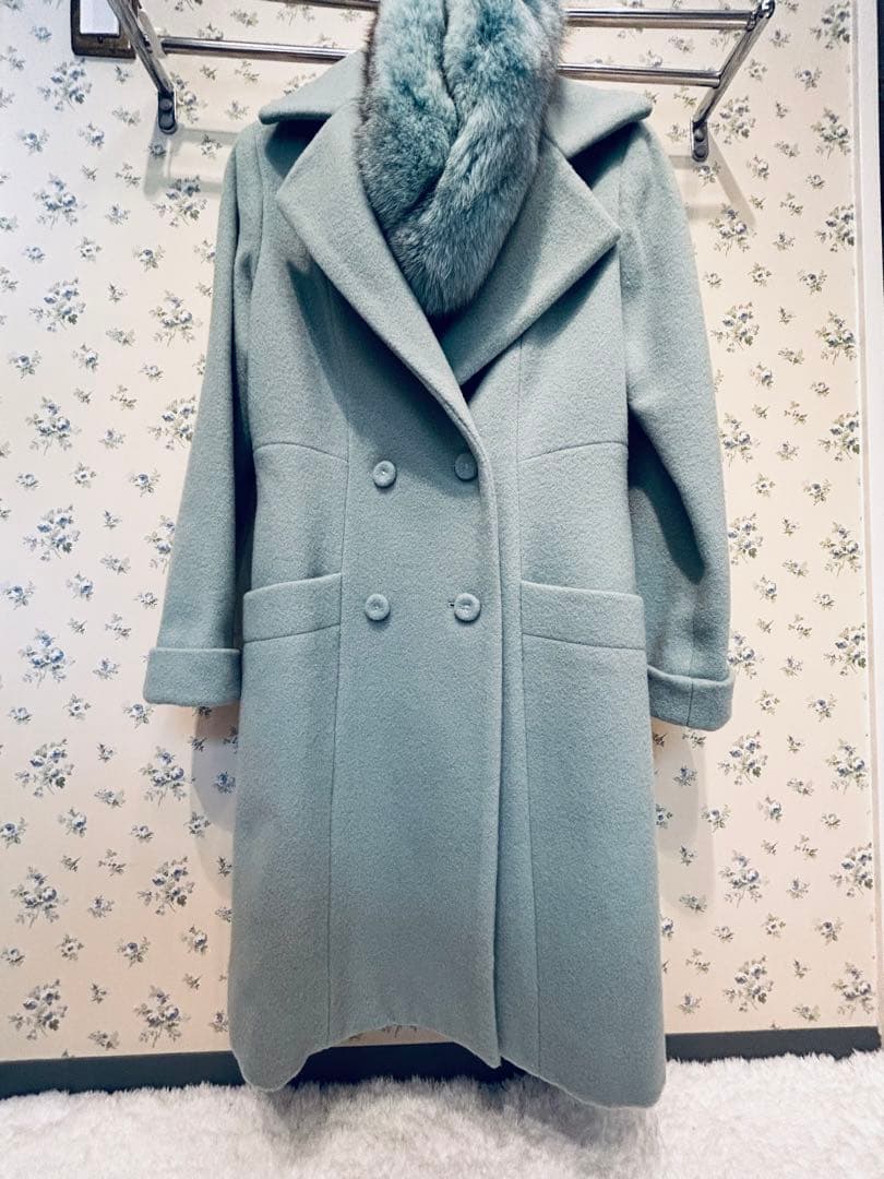 ティファニーブルーコート値下げしました！ブルーグレー ウール100