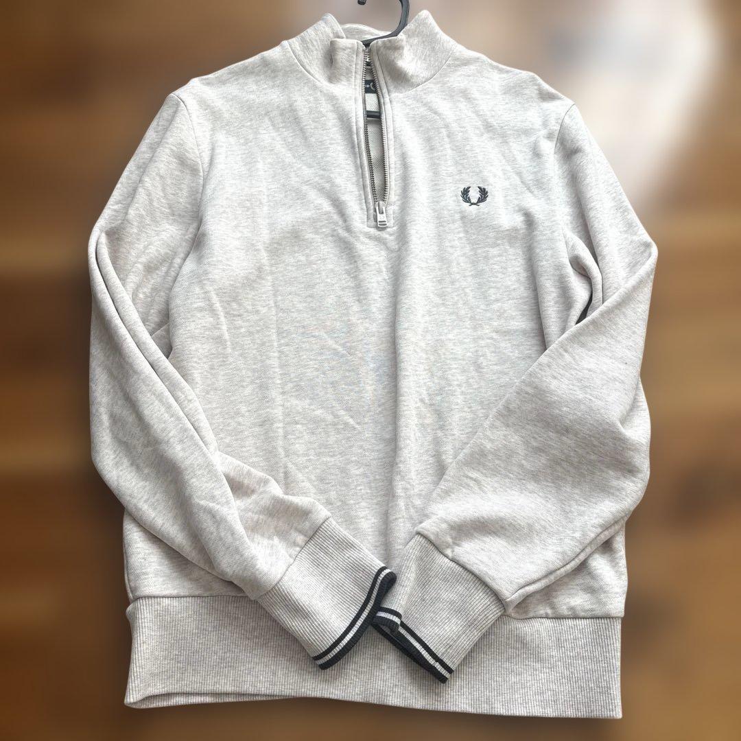 フレッドペリー ハーフジップスウェットトレーナー M3574 ベージュ S