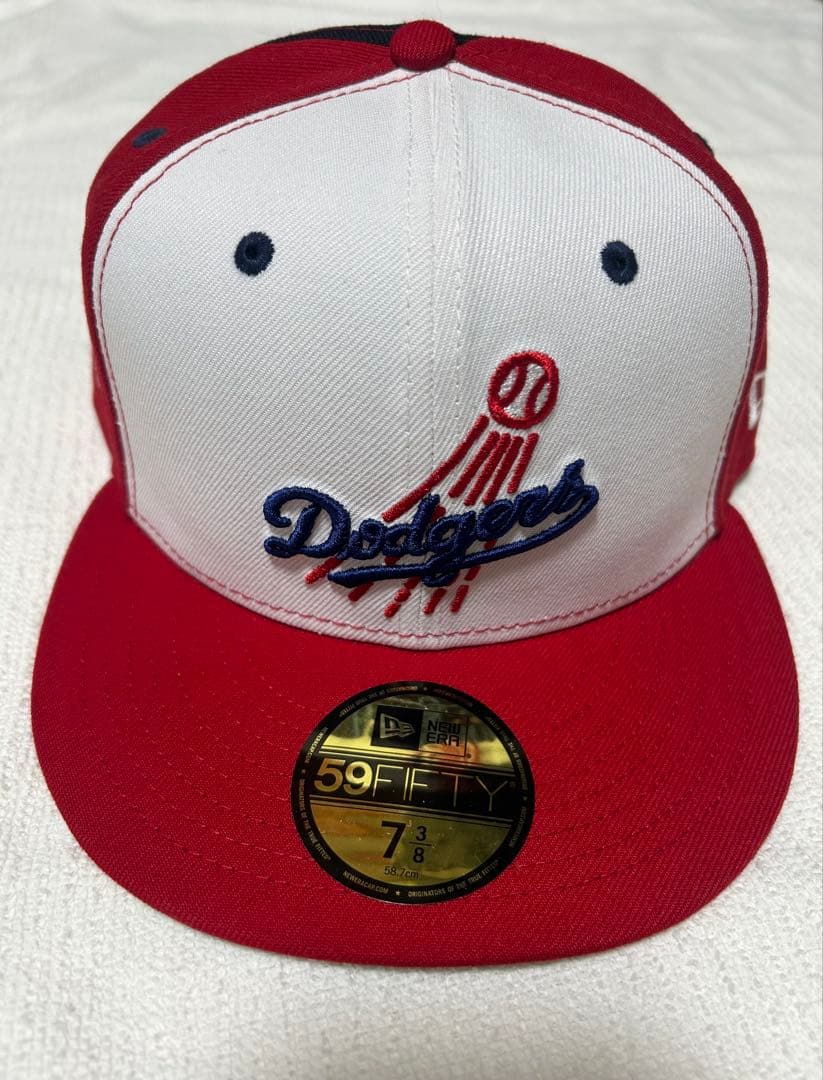 海外別注　New Era 59FIFTY ドジャース100周年 7 3/8 赤 USA限定 ニューエラ LA Dodgers ロサンゼルス ドジャース 100周年記念