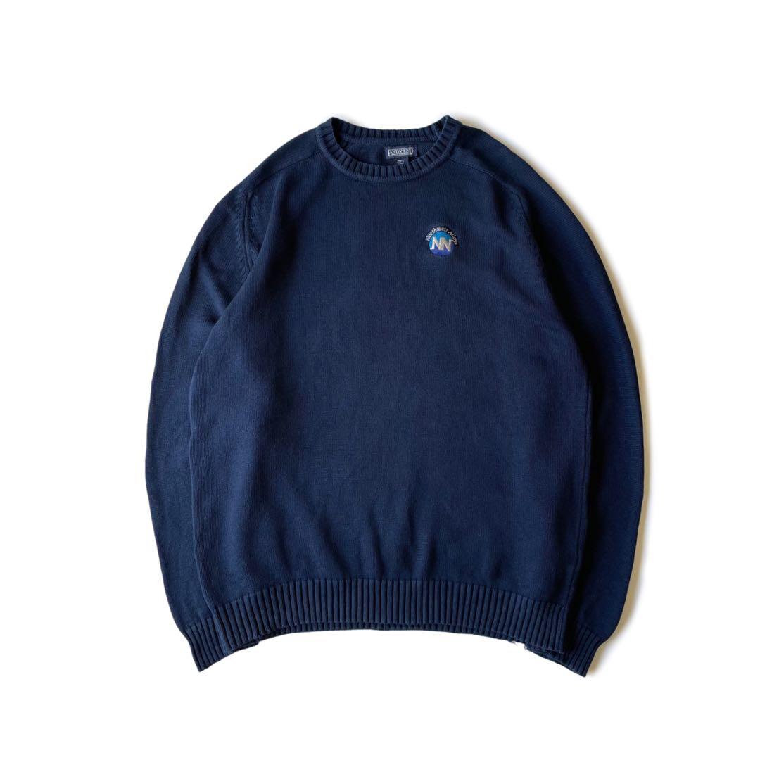 90s LANDS'END USA製 ドリフターセーター ネイビー 企業系 刺繍 - メルカリ