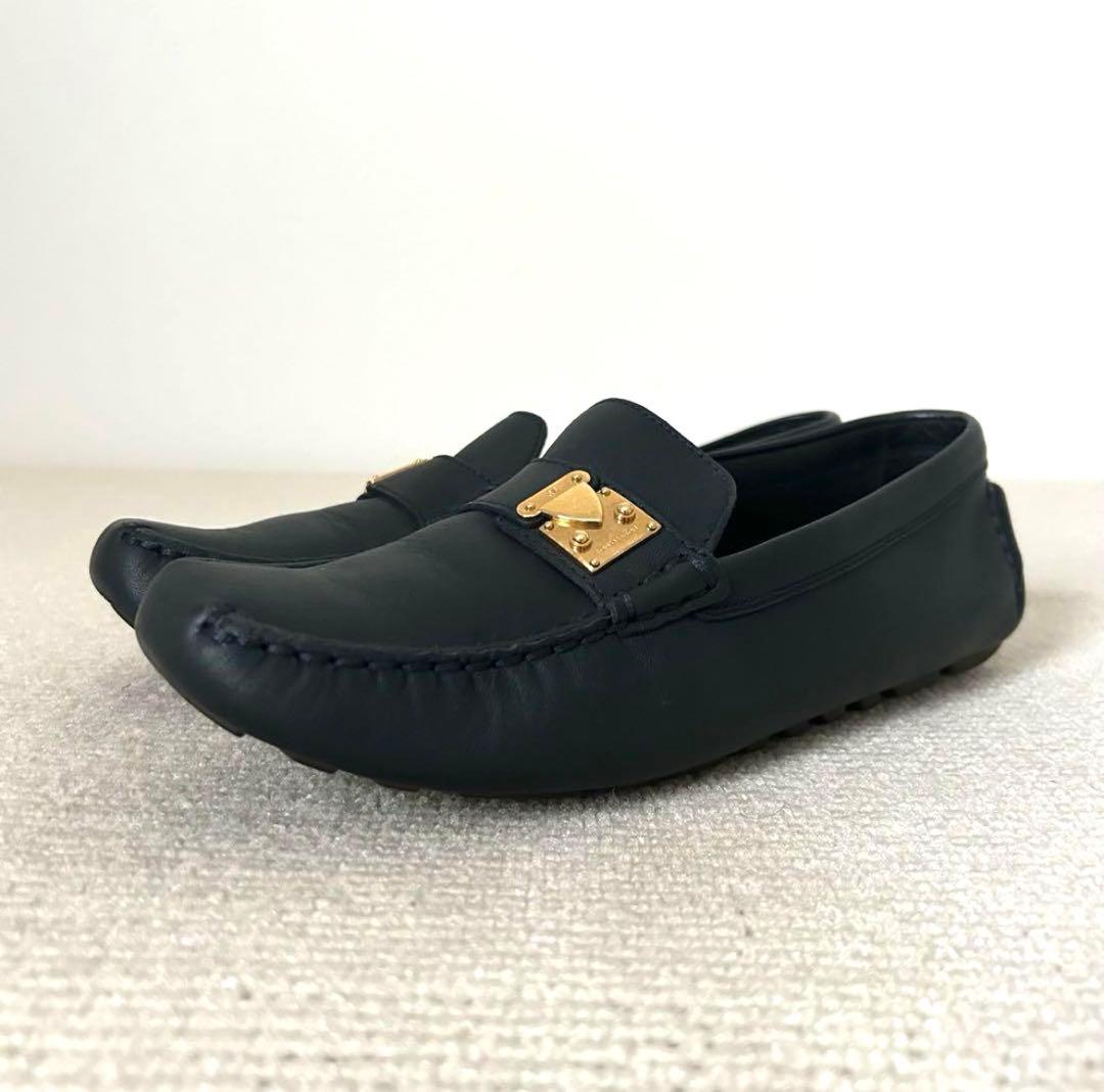 美品 ルイヴィトン ローファー フラットシューズ ネイビー 23.5cm