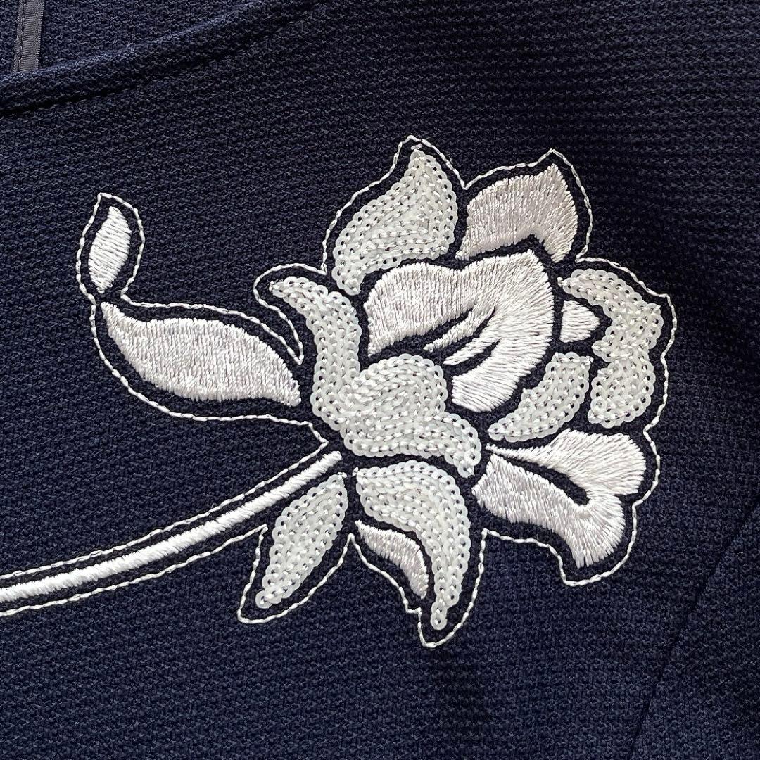 美品】レオナール ノーカラージャケット フラワー トリムスパンコール